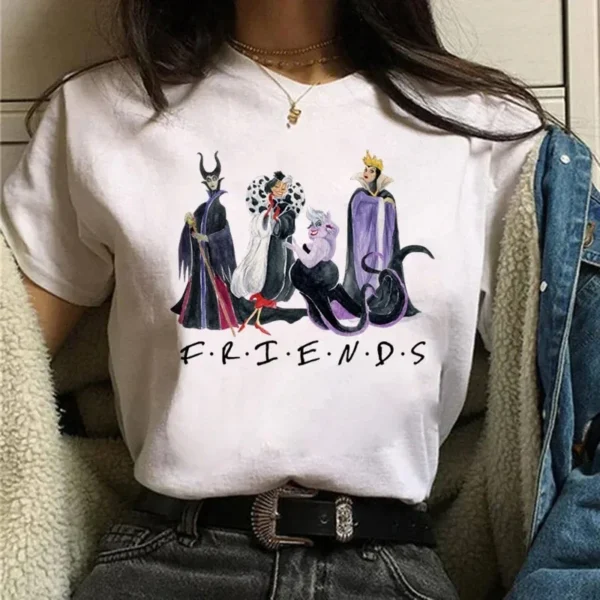 Disney Cute Cartoon Villains Queen Print Womens T-Shirt Street Breathable Short Sleeve Fashion Casual Clothes Cotton T-shirts - Image 4