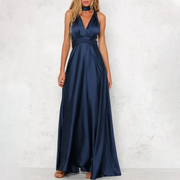 V Halter Dress Convertible Multi Way Wrap Maxi Grecian Dresses Wedding Party Dress Formal Dress Women Elegant Evening Long Deep - Image 3