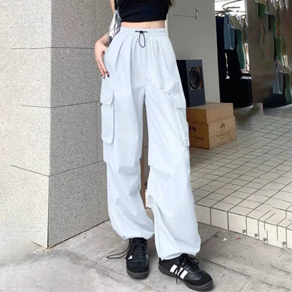 Womens Baggy Cargo Pants Streetwear Hip Hop Joggers Sweatpants Drawstring Casual Loose Womens Cotton Pants Casual With Pockets - Image 5