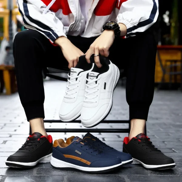 Men's Sneakers Sports Casual Shoes Leather Outdoor Men Walking Shoe Four Seasons Soft Bottom - Image 6