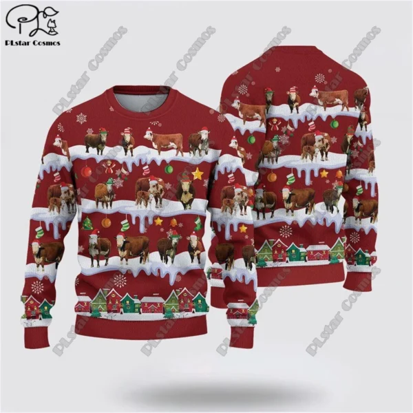 New 3D Printed Animal Custom Series Cute Christmas Pattern Ugly Sweater Street Casual Winter Sweatshirt S-1 - Image 6