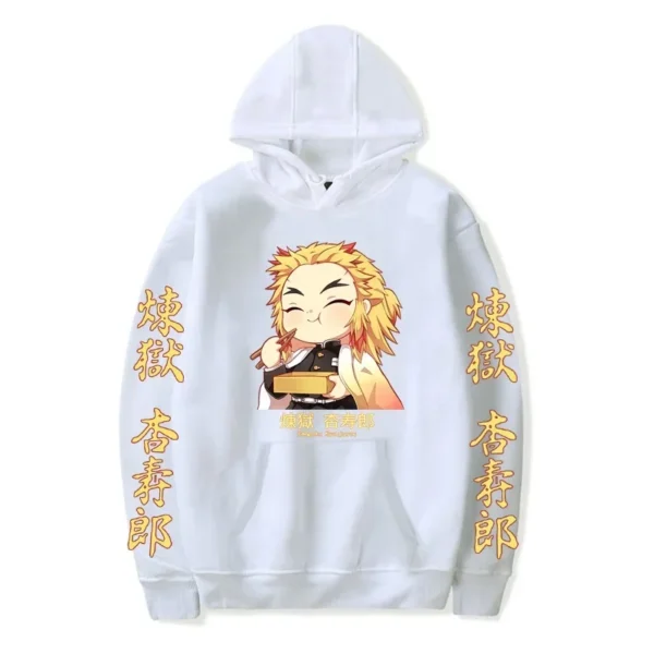 Japan Anime Demon Slayer Kawaii Rengoku Kyoujurou Graphic Print Men Women Autumn Winter Harajuku Sweatshirt Plus Size Hoodie - Image 2