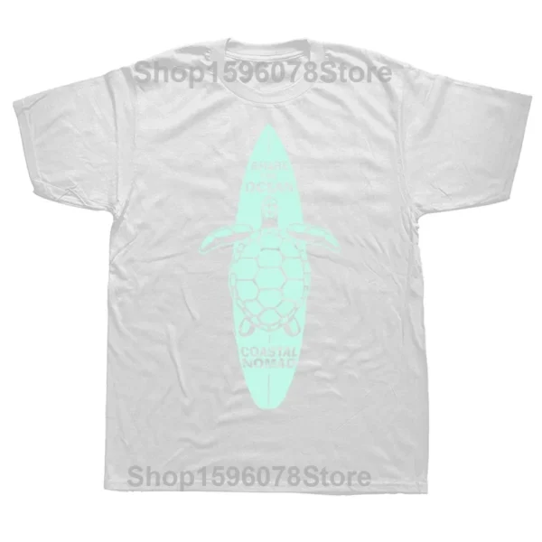 Funny Coastal Nomad T Shirt SUP Surf Paddle Board Surfing Ocean Sea Turtle Short Sleeve Birthday Gifts Summer Style T-shirt Men - Image 2