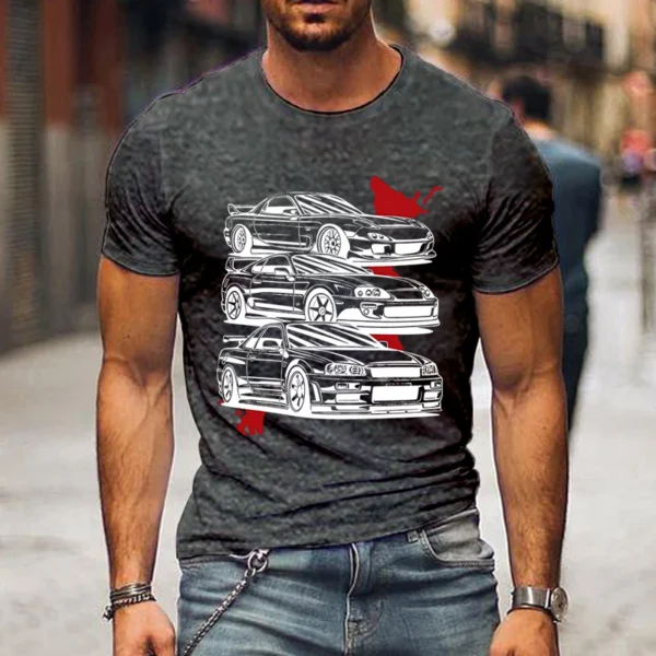 New T-Shirt for Men Car Racing Aesthetic Clothing Summer Tops Short Sleeve Mens T Shirts Oversized T Shirt Men UnisexTees Shirts - Image 3