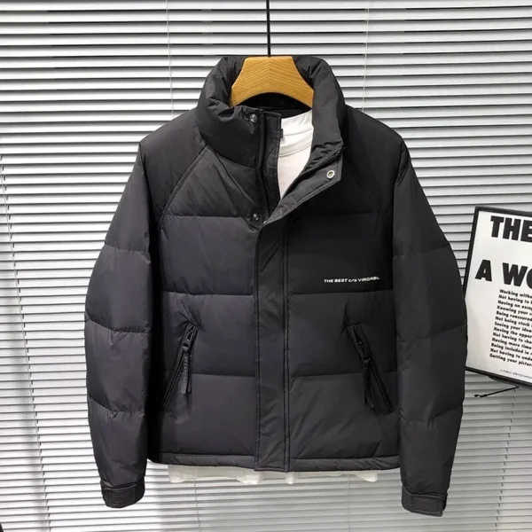 Fall Winter Solid Color Stand up Collar Men's White Duck Down Jacket Trendy Atmospheric Thickened Warm Down Jacket Streetwear - Image 4
