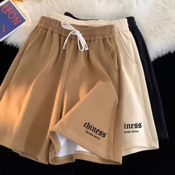 Monogram-printed sports shorts Men's summer thin loose straight leg casual pants trend brand all-in-one quarter pants