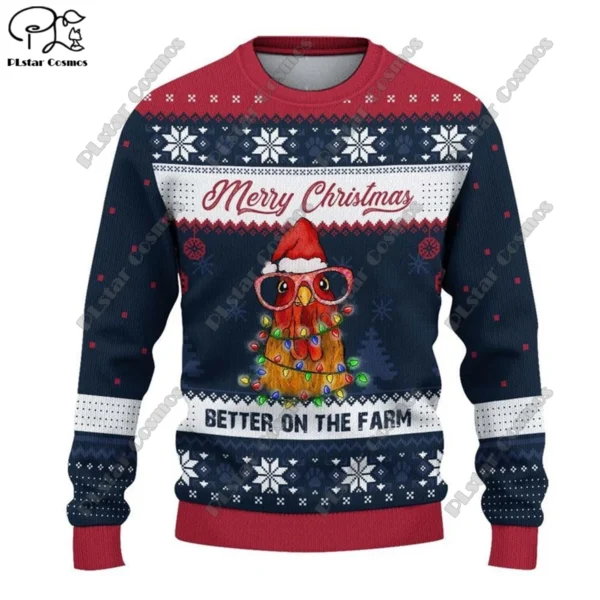 New 3D Printed Animal Custom Series Cute Christmas Pattern Ugly Sweater Street Casual Winter Sweatshirt S-1 - Image 4