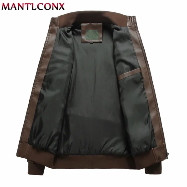Zip Up Leather Jacket Men's Autumn Winter Vintage Motorcycle Jacket for Men Fashion Biker Leather Coats Male Outerwear Windbreak - Image 6