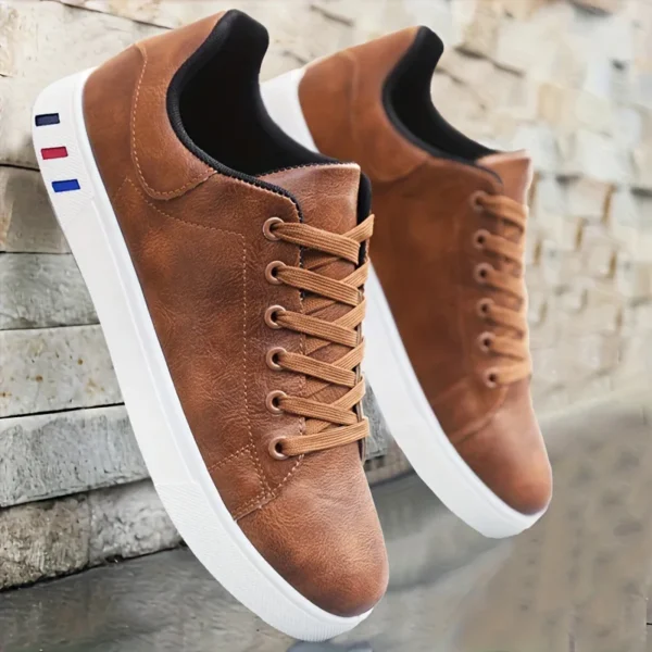 Men's Sneakers Classic Leather Casual Shoes Lace Up Platform Vulcanize Shoes for Men Flats High Quality Loafers Tenis Masculino - Image 3