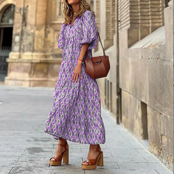 Women Casual Loose Round Neck Floral Dress Short Sleeve Maxi Day Dresses for Women plus Size Flare Dress Cocktail Dress plus - Image 2
