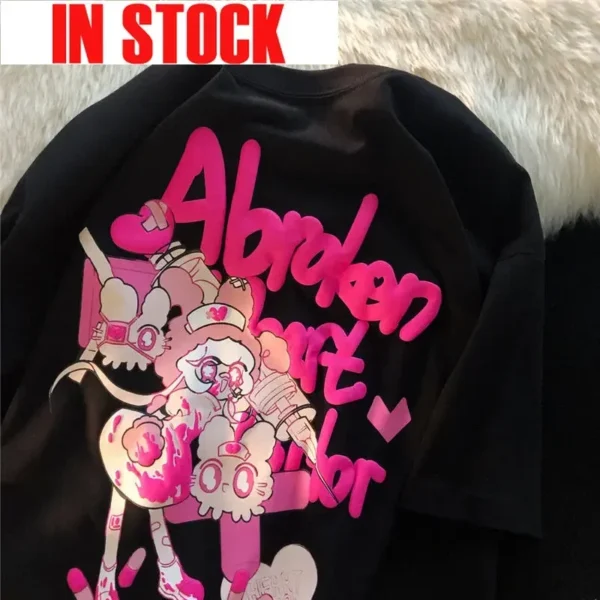 Kawaii Anime Women Tshirts Harajuku Graphic Tees Streetwear Top Fashion Short-sleeved Y2k Tops Oversize T-shirt - Image 4
