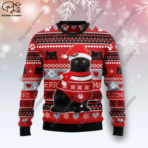 New 3D Printed Animal Custom Series Cute Christmas Pattern Ugly Sweater Street Casual Winter Sweatshirt S-21 - Image 4