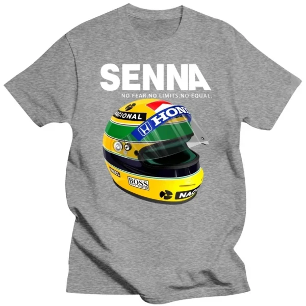 Ayrton Senna Helmet Short Sleeve Men's T-shirt, Racing T-shirt, Crewneck Top, Popular Men's Clothing, Plus Size, Summer - Image 3