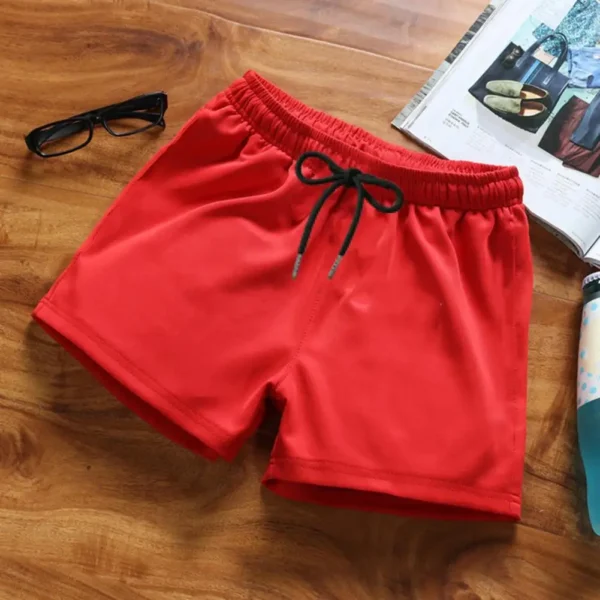 Men Casual Shorts Solid Color Elastic Waist Drawstring Gym Short Pants Wide Leg Outdoor Sports Shorts Streetwear Men's Clothing - Image 2