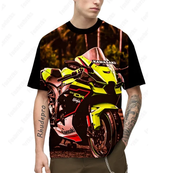 New Summer All-match Kawasakis Motorcycle Short-sleeved T Shirt For Men And Women Racing Fans T-shirt Cycling Half-sleeved - Image 5