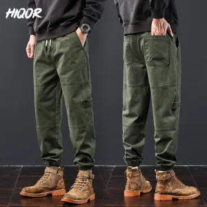 HIQOR Men's Aarmy Green Cargo Pants Autumn Pantalones Cargo Hombre Trousers Male Loose Joggers Sweatpants Brand Mens Clothing
