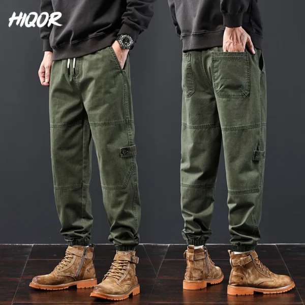 HIQOR Men's Aarmy Green Cargo Pants Autumn Pantalones Cargo Hombre Trousers Male Loose Joggers Sweatpants Brand Mens Clothing