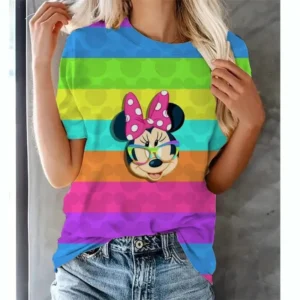 Disney Summer Women T-shirt Cartoon Mickey Mouse Tops Tees Female Fashion Short Sleeve Clothing Girls Luxury Casual Streetwear
