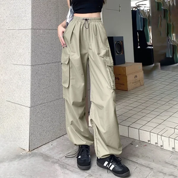 Womens Baggy Cargo Pants Streetwear Hip Hop Joggers Sweatpants Drawstring Casual Loose Womens Cotton Pants Casual With Pockets - Image 4