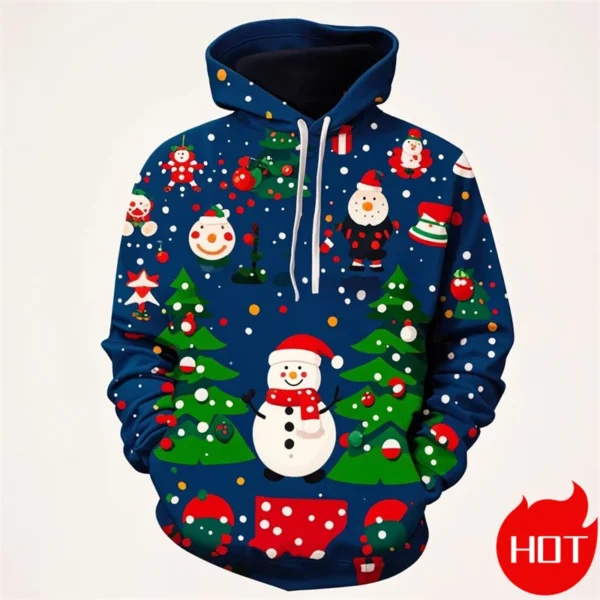 Fashion New 3D Happy Christmas Printing New In Hoodies & Sweatshirts Cute Snowmen Christmas Ornament Graphic Pullovers Clothing - Image 3