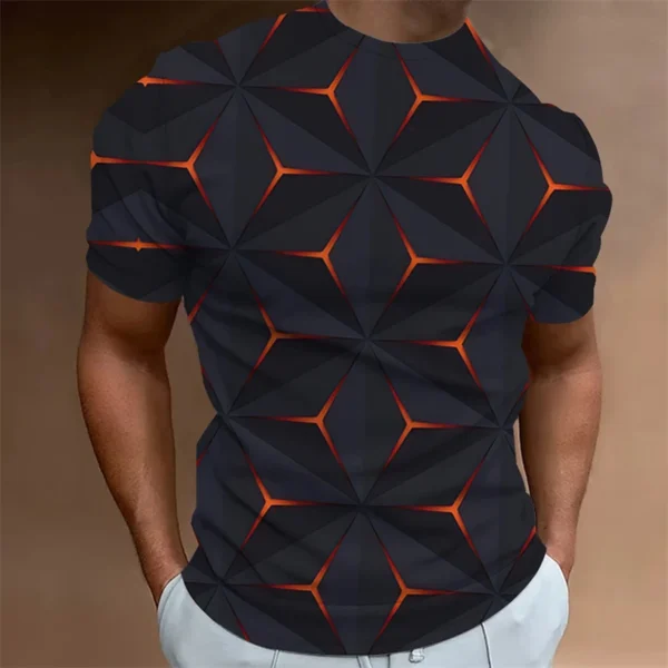 Fashion T-shirts For Men 3d Line Print Men Clothing Street Design Short Sleeved Oversized Tee Shirt Daily Casual Sportswear Tops - Image 5