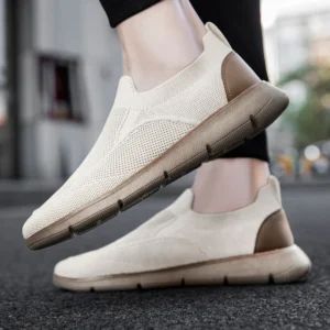 Fashion Khaki Men's Summer Sneakers Breathable Knit Lace-up Lightweight Casual Shoes For Men New Comfortable Urban Man Sneakers