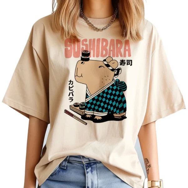 Capybara t-shirts women designer top girl harajuku manga clothing - Image 3