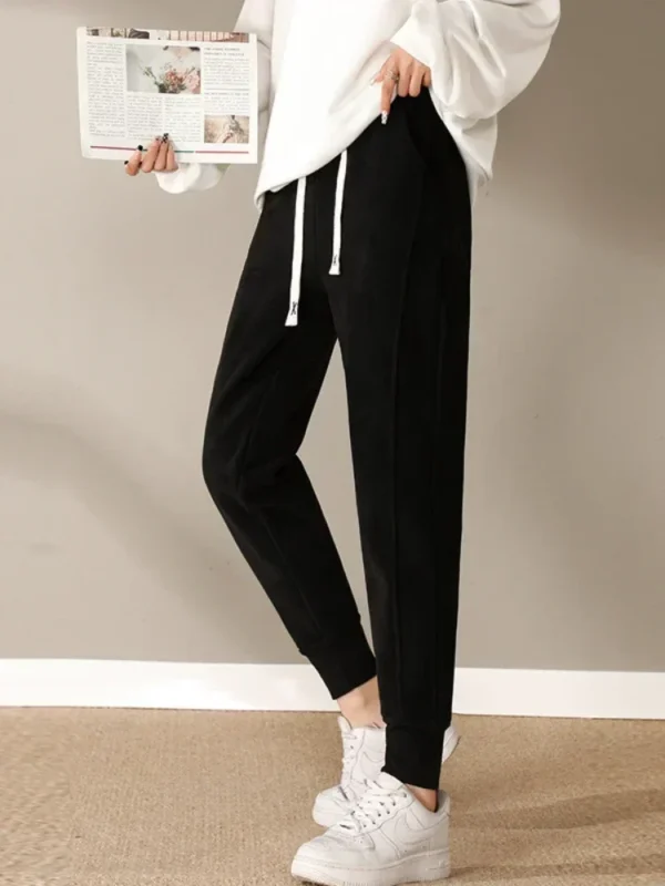 Women's Windproof Sweatpants Korean Style Waterproof Slimming Black Pants Winter Velvet Thermal Length Pants Women Clothes - Image 4
