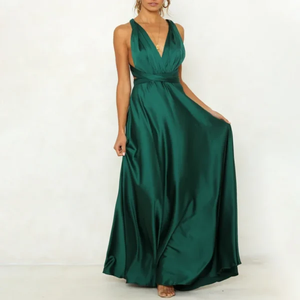 V Halter Dress Convertible Multi Way Wrap Maxi Grecian Dresses Wedding Party Dress Formal Dress Women Elegant Evening Long Deep - Image 2