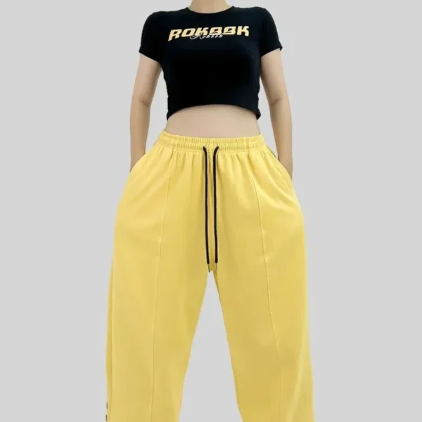 2024 New Spring and Autumn Korean Edition Fashion and Casual Wide Leg High Waist Printed Lace Up Letter Women's Trousers Pants - Image 3