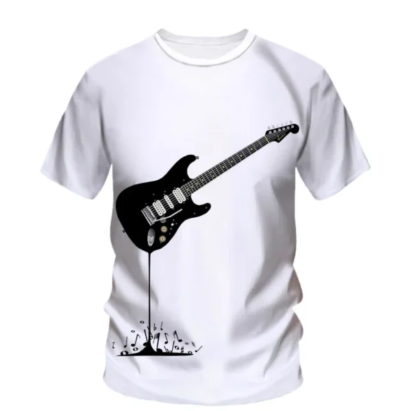 Fashion Rock Music Guitar T Shirt Summer Trend Short Sleeve O Neck Streetwear 3D Printed T-shirt Casual Oversized Tees For Mens - Image 4