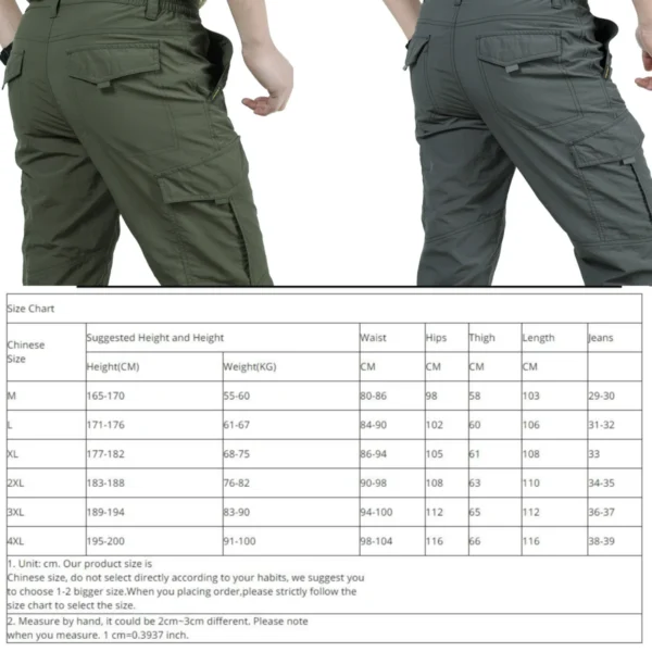 Men's Solid Waterproof Tactical Pants Combat Cargo Pants With Multi Pockets Classic Outdoor Hiking Camouflage Military - Image 6