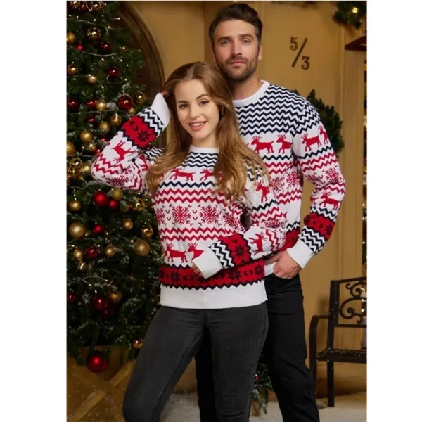 Christmas Casual Loose Knitwear Sweaters Couples Outfits O-Neck Sweater Top Holiday Party Sweatshirts Winter 2023 - Image 4