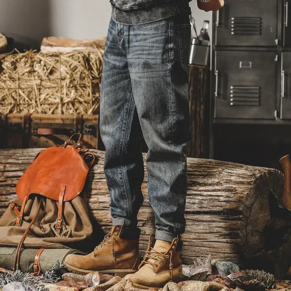 Men's Trendy American Classic Retro Streetwear Y2K Harem Denim Pants Autumn Casual Loose Straight Cargo Jeans Pantalones Hombre - Image 5