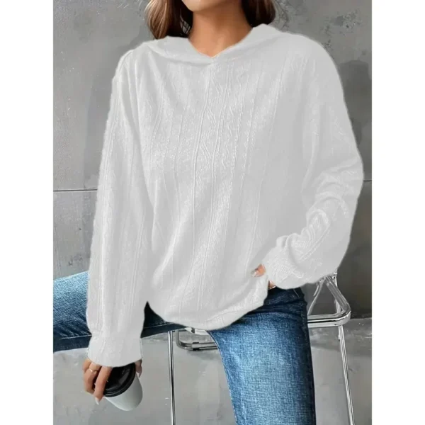 Plus Size 1XL-5XL Fashion Autumn Women's Casual Sweatshirt Solid Textured Long Sleeve Solid Color Hoodie - Image 4