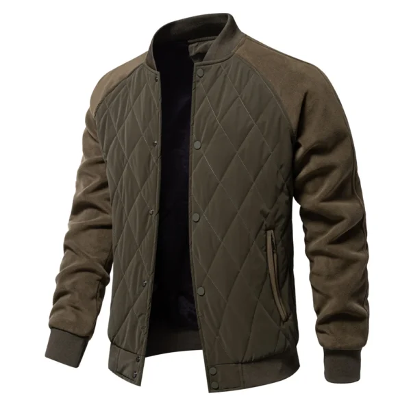 AIOPESON Mens Patchwork Thick Fleece Lined Baseball Bomber Jacket Winter Warm Outwear Jackets Coats for Men - Image 3