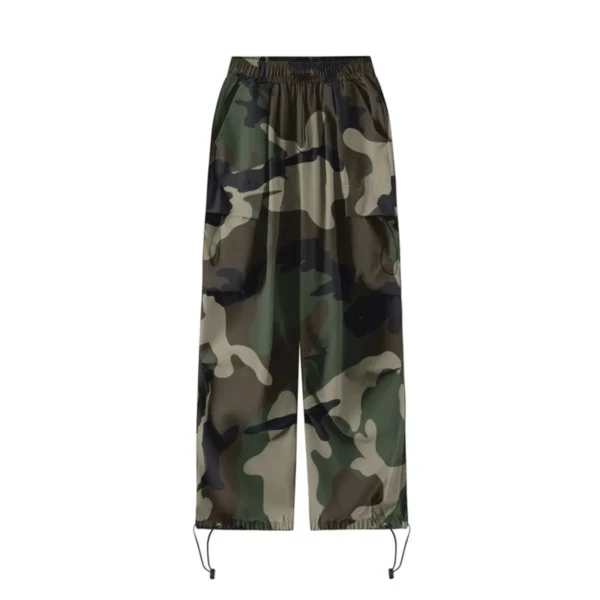 Womens Baggy Cargo Streetwear Camo Print Pants Hip Hop Style Joggers Sweatpants Drawstring Plus Size Cropped Pants шорты Y2k - Image 4