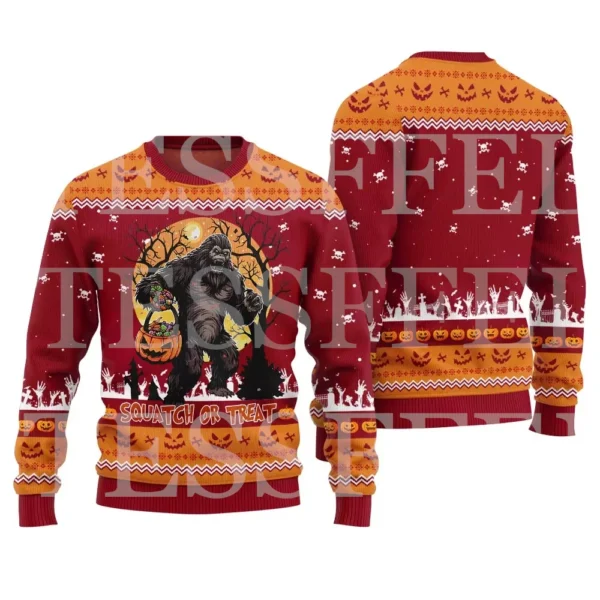Halloween Dog Cat Bear Cotton Christmas Knitted Ugly Sweater Vintage Winter Pullover Retro Long Sleeve 3DPrint Casual Harajuku B - Image 2