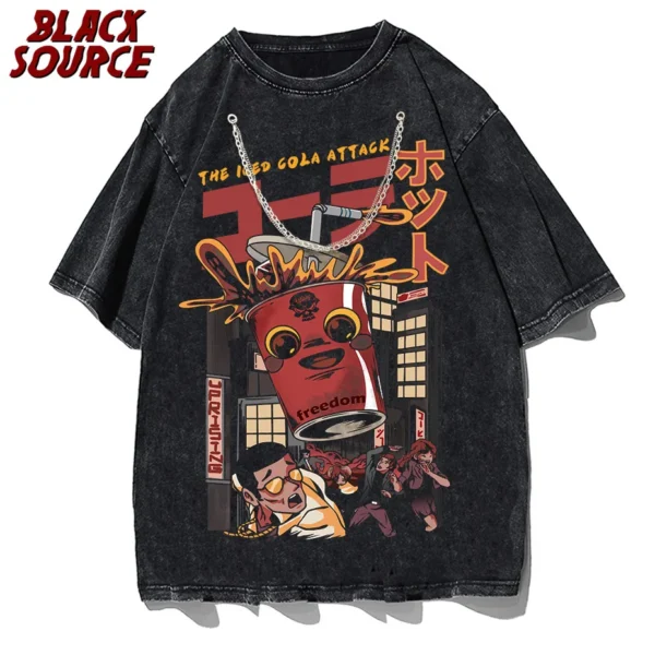 Men Streetwear Washed T Shirt Printed Vintage Tshirt Oversized Short Sleeve Hip Hop Men Harajuku Tees - Image 4