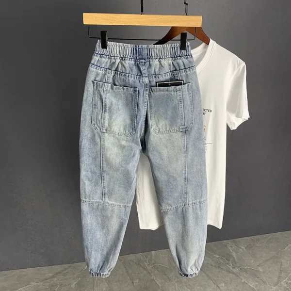 new Autumn Luxury streetwear Korean Harajuku Stretch Men's Slim Solid Denim Casual Pencil Pants baggy jeans cargo trousers men - Image 2