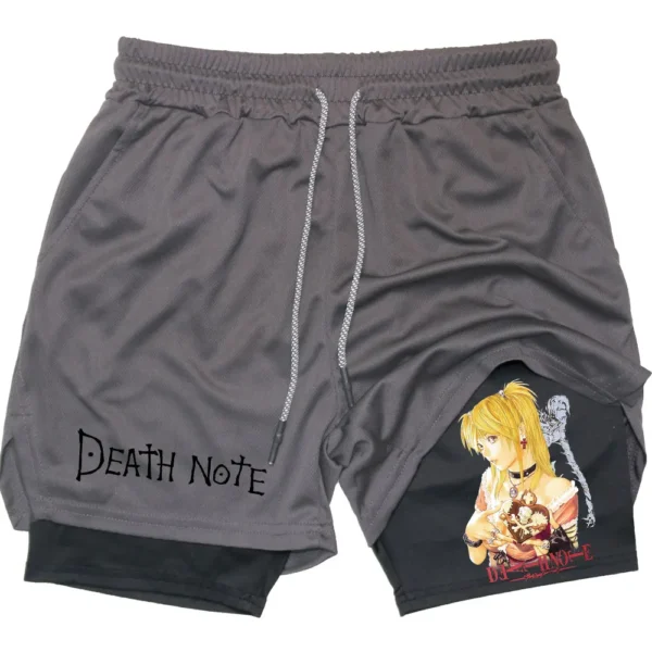 Anime 2 in 1 Performance Shorts Death Note Amane Misa Print Shorts Workout Quick Dry Summer Running GYM Sport Short Pants - Image 2