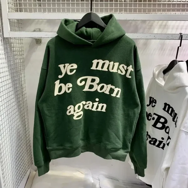 2024Fw Puff Print Kanye West Hoodie Men and Women 1:1 Pink Leaf Color Must Rebirth Hoodie Plus Size Pullover CPFM Sweatshirt - Image 6