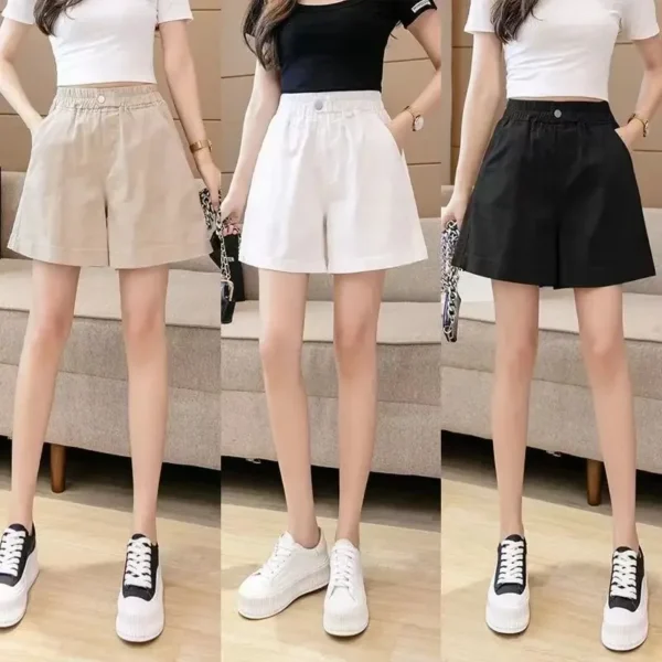 Korean Fashion Women's Shorts 2024 Summer Casual White Denim Shorts Female Elastic Waist Loose Cotton Shorts for Women - Image 6