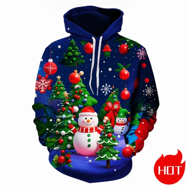 Fashion New 3D Happy Christmas Printing New In Hoodies & Sweatshirts Cute Snowmen Christmas Ornament Graphic Pullovers Clothing - Image 4