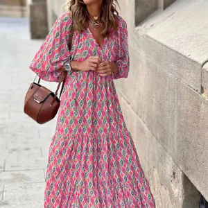 Women Casual Loose Round Neck Floral Dress Short Sleeve Maxi Day Dresses for Women plus Size Flare Dress Cocktail Dress plus