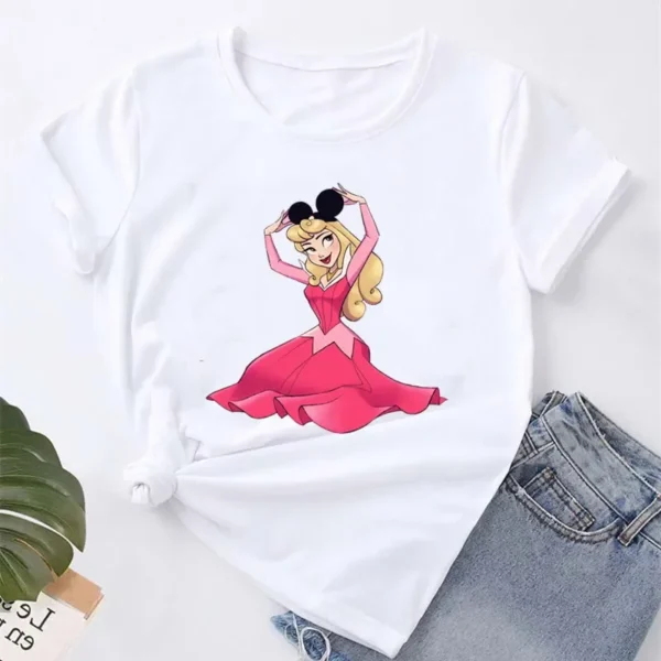 Kawaii Princess Anime T Shirt Women Black T-shirt Cute Cartoon Cinderella's T Shirt Fashion Friends Tshirt Female Clothes - Image 6