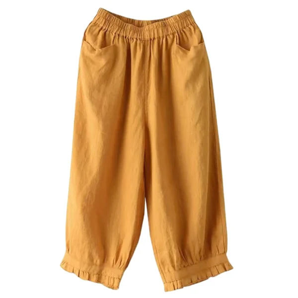 Loose Wide Leg Pants Women Summer Retro Cotton Solid Color Cropped Pants Baggy Wide Leg Sweatpants Streetwear Cargo Pants - Image 2