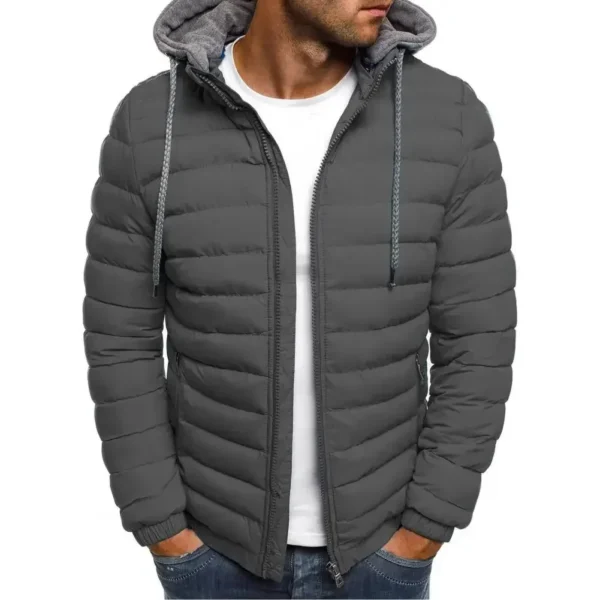 2024 New Winter Oversized Men's Detachable Hat Thickened Hooded Cardigan Drawstring Winter Thickened Warm Jacket Coat Top - Image 6