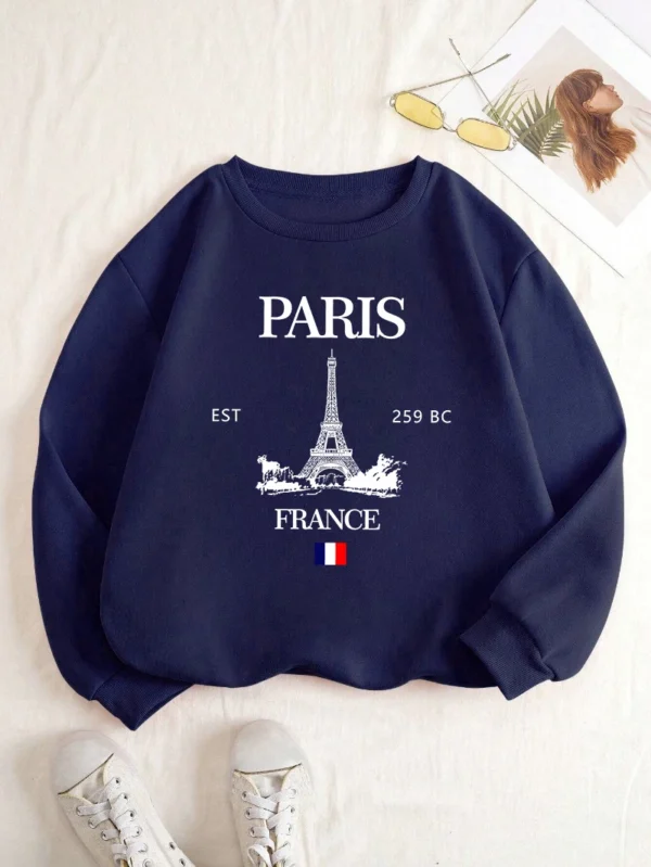 Fashion Womens Hoodie Paris France Eiffel Tower Printing Sweatshirt Warm Fleece Comfortable Pullovers Autumn Female Streetwear - Image 4