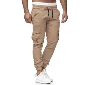 Cargo Pants Men Multiple Pockets Sports Jogging Trousers Lightweight Hiking Spliced elastic band Outdoor Binding leg sweatpants